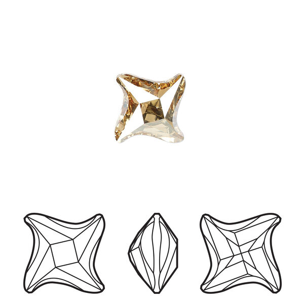 Fancy stone 2pk crystal golden shadow foil back, Crystal Passions® 10.5mm twister 4485 image number 0