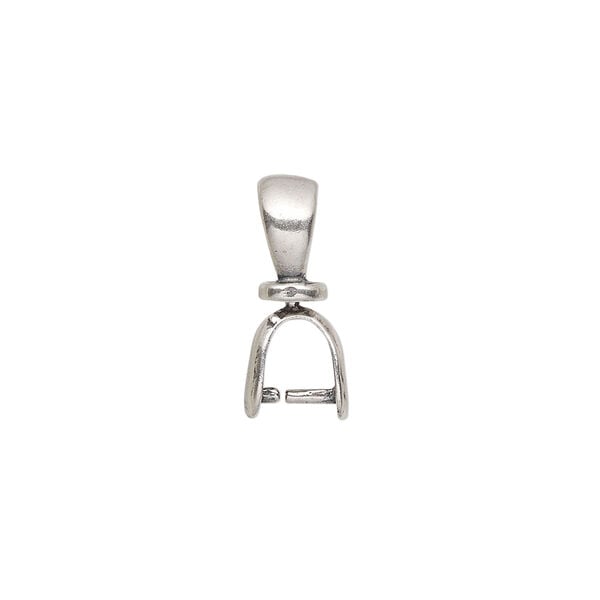 Bail, JBB Findings, ice-pick, antique silver-plated pewter (tin-based alloy), 18x5mm double-sided teardrop with swivel, 5mm grip length. Sold individually. image number 1