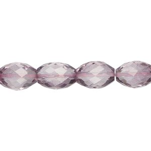 Quartz crystal 1pkg10, hand-cut faceted oval bead 11x8mm