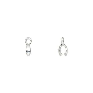 Bail, ice-pick, silver-plated brass, 6x3mm with 3.5mm grip length. Sold per pkg of 12.