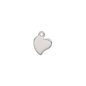 Charm, stainless steel, 8x8mm double-sided heart. Sold per pkg of 10.