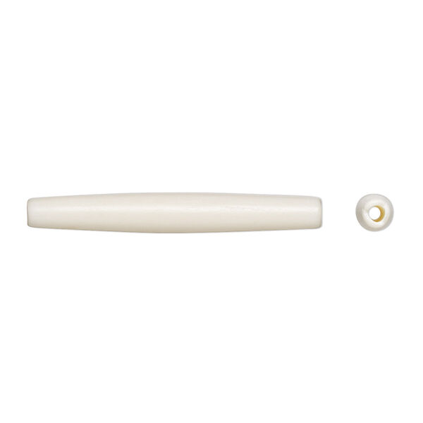 Bead, domestic water buffalo bone (bleached), white, 37x3mm-39x5mm hand-cut hairpipe, Mohs hardness 2-1/2. Sold per pkg of 12. image number 0
