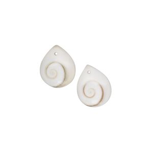 Drop, tapestry turban shell (assembled), white and black, 12x10mm teardrop with flat back, Mohs hardness 3-1/2. Sold per pkg of 2.