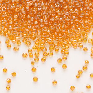 Seed bead, Ming Tree™, glass, pkg/1 pound, #11 round, transparent luster orange.