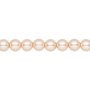 Pearl 200pk peach, Preciosa Czech crystal 6mm round