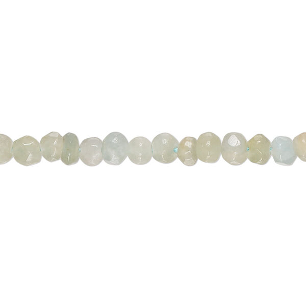 Bead, aquamarine (heated), 3mm-5x4mm hand-cut faceted rondelle and uneven round, D grade, Mohs hardness 7-1/2 to 8. Sold per 14-inch strand. image number 0