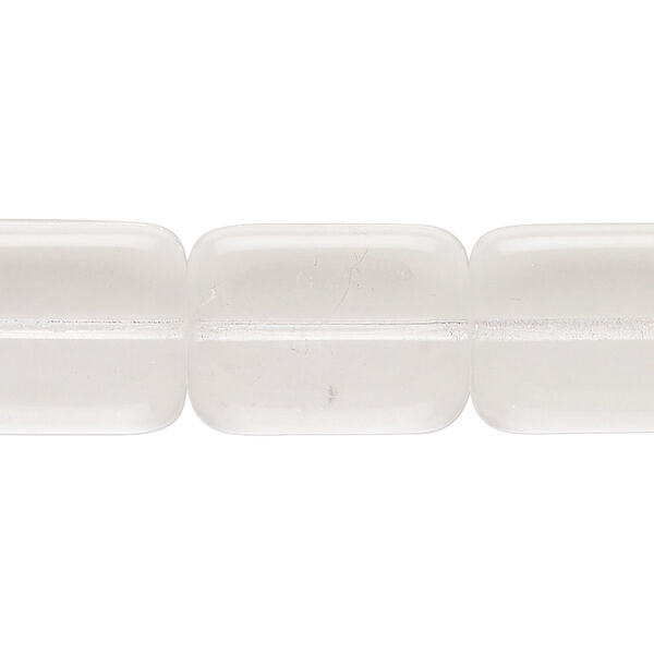 Bead, Czech glass, clear, 19x14mm flat rectangle. Sold per 7-inch strand, approximately 9 beads. image number 0