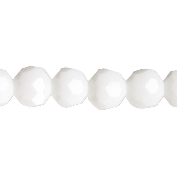 Bead, glass, opaque white, 10mm round with 0.6-0.8mm hole. Sold per 15-1/2" to 16" strand. image number 0