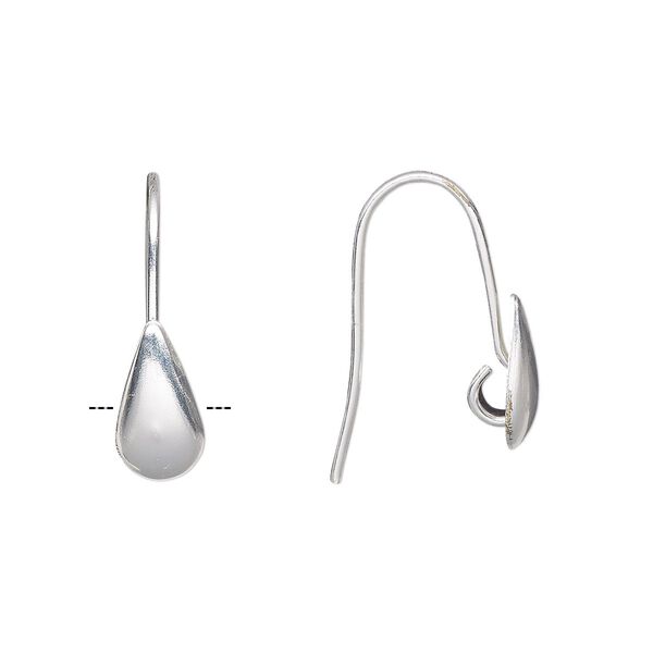 Ear wire fishhook 1pkg100 silver-plated, 20mm / 9x5mm teardrop / hidden open loop, 22 gauge brass 50 pair image number 0