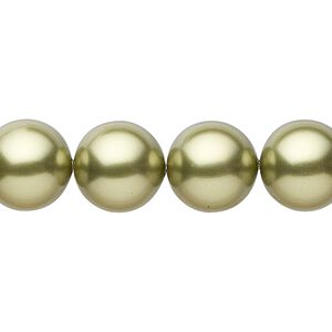 Pearl 10pk light green, Crystal Passions® 12mm round 5810