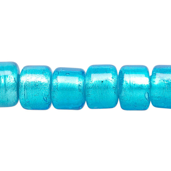 Bead, lampworked glass, semitransparent aqua blue with fine silver foil, 12x8mm crow. Sold per 15-1/2" to 16" strand. image number 0