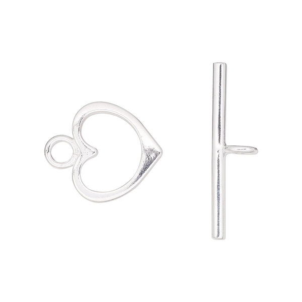 Clasp, toggle, sterling silver-filled, 15x13mm heart. Sold individually. image number 0