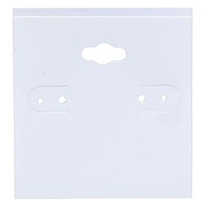 Earring card, PVC plastic, opaque white-blue, 2x2 inch square. Sold per pkg of 100.