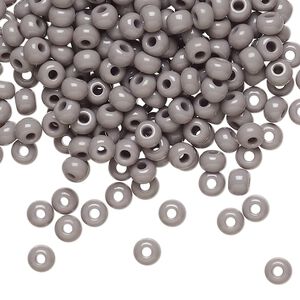 Seed bead, Preciosa Ornela Czech glass, pkg/500g, #6 rocaille, opaque grey, (43020).