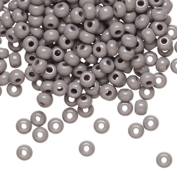Seed bead, Preciosa Ornela Czech glass, pkg/500g, #6 rocaille, opaque grey, (43020). image number 0