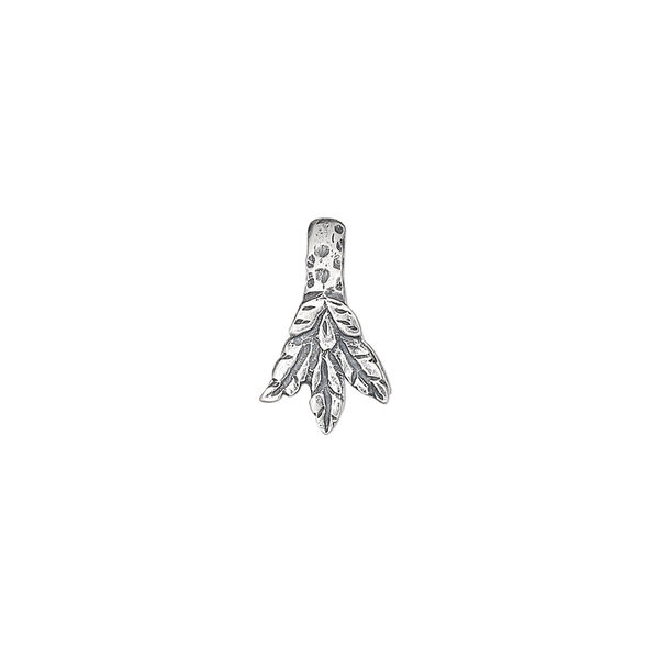 Bail, JBB Findings, ice-pick, antiqued sterling silver, 14x8mm fancy leaf, 9mm grip length. Sold individually. image number 0