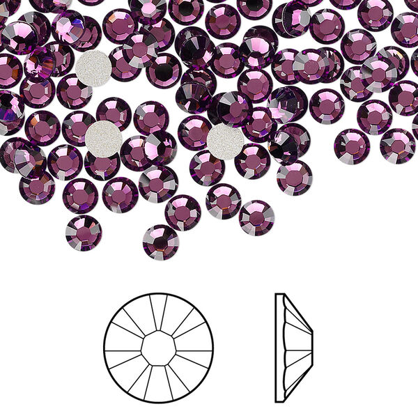 Flat back 144pk amethyst foil back, Crystal Passions® 3.8-4mm rose round SS16 2088 image number 0