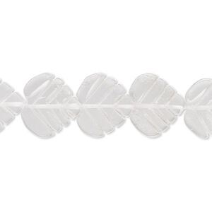 Quartz crystal 1pkg1, frosted hand-cut carved leaf bead natural 15.5-16 inch 11x9mm-14x12mm