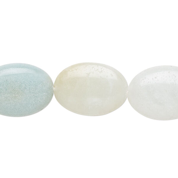 Amazonite 1pkg1, hand-cut flat oval bead natural B grade, 1light to dark 15.55.5-16 inch 18x13mm image number 0