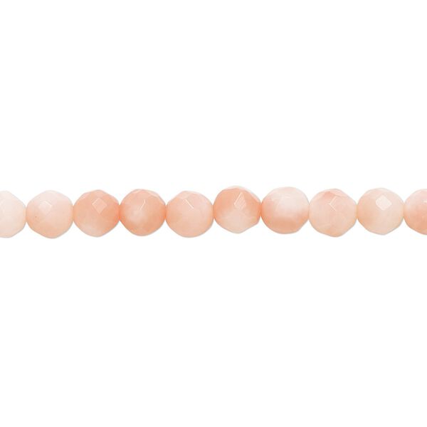 Bead, bamboo coral (dyed), pink, 5mm faceted round, A- grade, Mohs hardness 3-1/2 to 4. Sold per 16-inch strand. image number 0