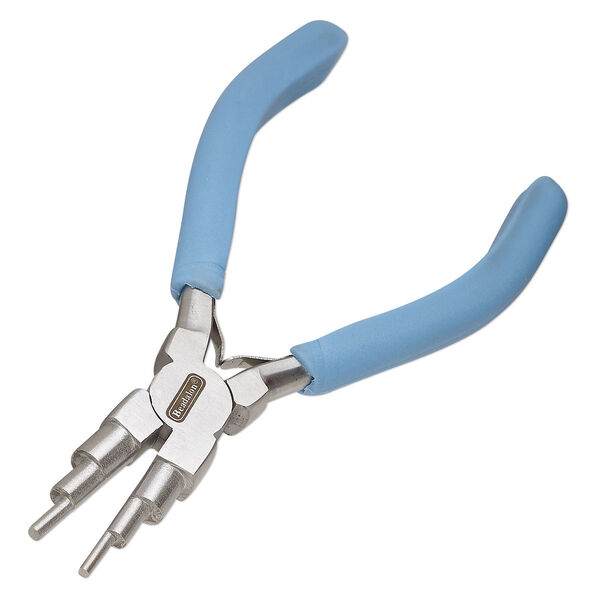 Pliers, Beadalon®, bail making, stainless steel and plastic polymer, pkg/1, pacific blue, 6-1/4 inches. image number 0