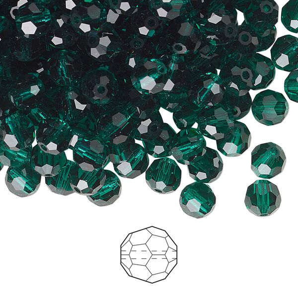 Bead 24pk emerald, Preciosa Czech crystal 5mm round image number 0