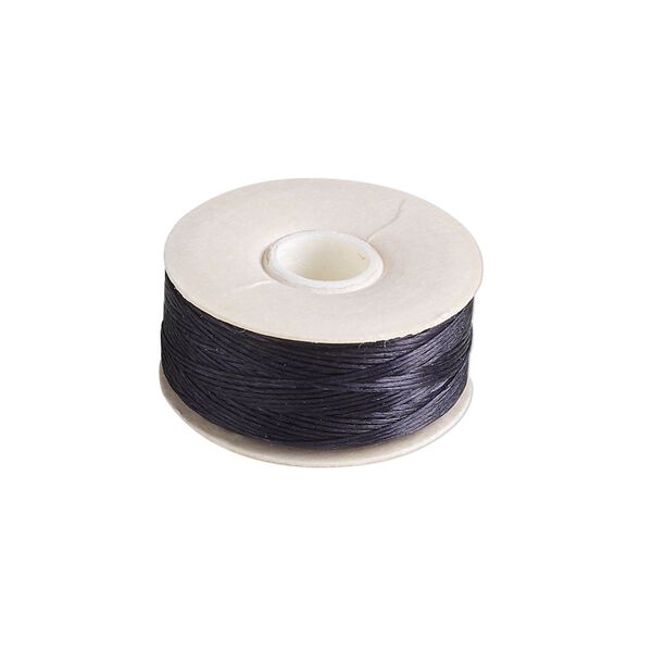 Thread, Nymo®, nylon, black, size B. Sold per 72-yard bobbin. image number 0