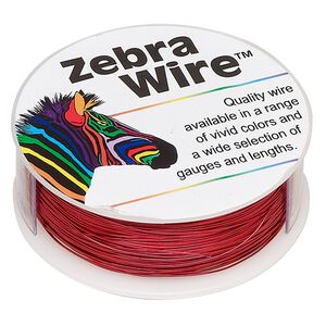 Wire, Zebra Wire™, color-coated copper, red, round, 28 gauge. Sold per 1/4 pound spool, approximately 164 yards.