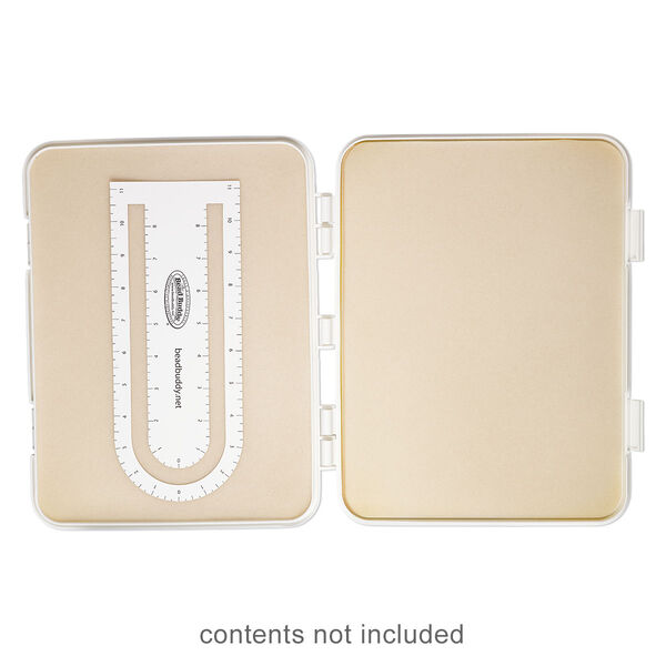 Organizer, The Bead Buddy® The Perfect Bead Mat® Design Save 'n Go! Junior®, plastic / paper / foam, white / tan / black, 12 x 9 x 3/4 inches with bead tray. Sold individually. image number 0