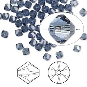 Bead 144pk denim blue, Crystal Passions® 4mm bicone 5328