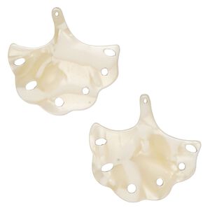 Charm, resin, tan, 23x22mm ginkgo leaf with cutouts. Sold per pkg of 8.