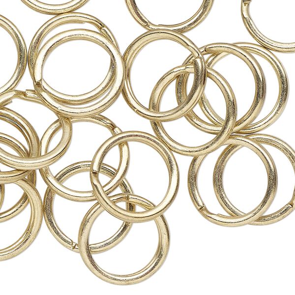 Split ring, antique brass-finished steel, 14mm round with 10.7mm inside diameter. Sold per pkg of 50. image number 0