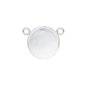 Connector, Almost Instant Jewelry®, fine silver, 17mm closed-back round with 16mm round bezel setting. Sold individually.