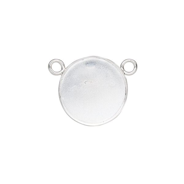 Connector, Almost Instant Jewelry®, fine silver, 17mm closed-back round with 16mm round bezel setting. Sold individually. image number 0