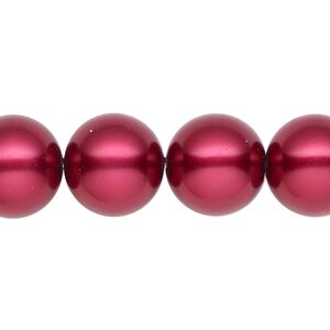 Pearl 1pk red, Celestial Crystal® 14mm round 15.5-16 inch