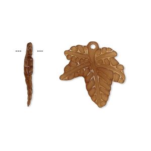 Drop, acrylic, frosted brown, 20mm leaf. Sold per pkg of 100.