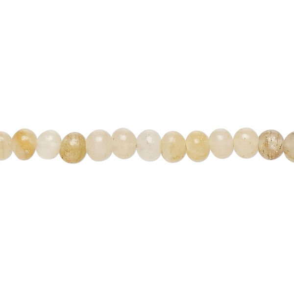 Bead, golden "jade" (quartz) (natural), 4x3mm-5x4mm hand-cut rondelle, C grade, Mohs hardness 7 to 7-1/2. Sold per 14-inch strand, approximately 100 beads. image number 0
