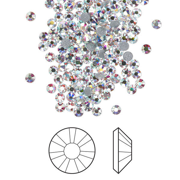 Flat back 144pk crystal AB foil back, Crystal Passions® hotfix rhinestone 2.3-2.5mm rose round SS8 2038HF image number 0