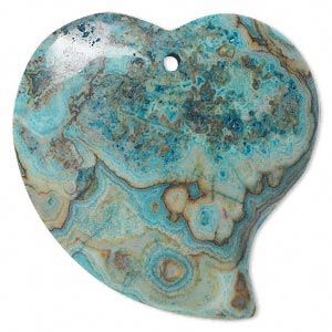 Crazy lace agate 1pkg1, flat-sided falling heart focal 45x41mm