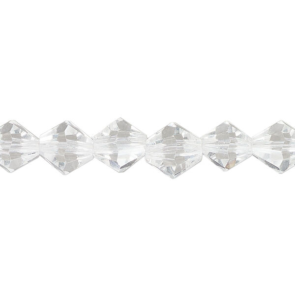 Bead, glass, clear, 8mm faceted bicone. Sold per 7-inch strand, approximately 25 beads. image number 0