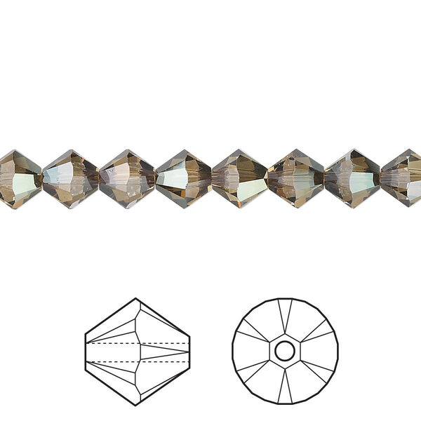Bead 144pk crystal bronze shade, Crystal Passions® 6mm bicone 5328 image number 0