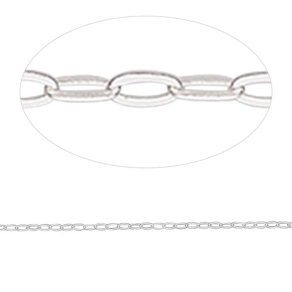 Chain, Gossamer™, sterling silver, 1.1mm flat cable. Sold per 50-foot spool. image number 0