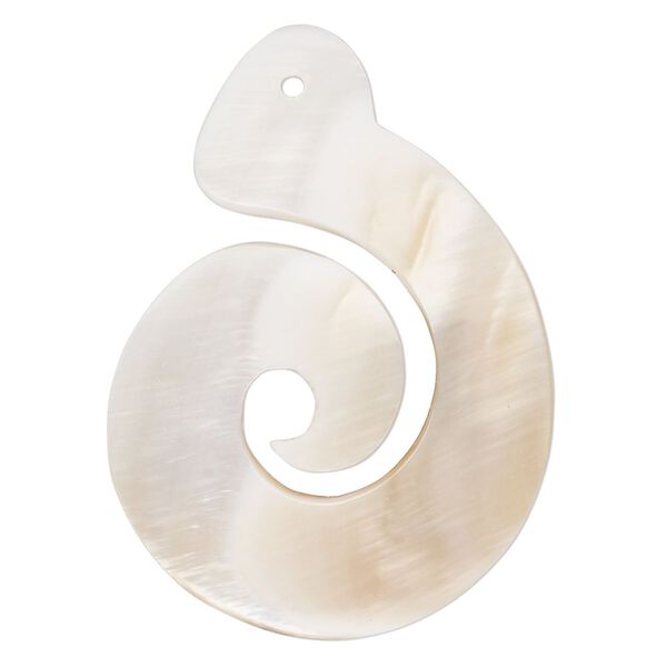 Focal, shell (natural), 52x38mm hook, Mohs hardness 3-1/2. Sold individually. image number 0