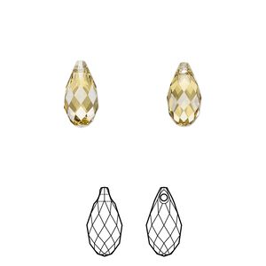Briolette 24pk dark jonquil, Crystal Passions® Regenerated 11x5.5mm pendant drop 6010