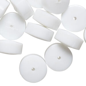 Bead, vintage German acrylic, white, 14x7mm heishi. Sold per pkg of 24.