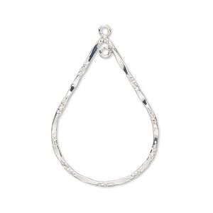 Focal, sterling silver-filled, 32x23mm double-sided hammered and textured open teardrop with loop. Sold individually.