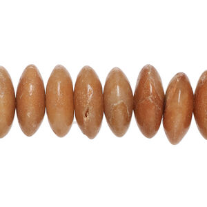 Peach aventurine 1pkg1, saucer bead natural, 15 inch 15x6mm-15x7mm