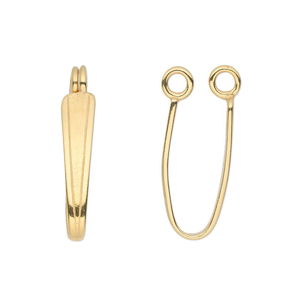 Bail, JBB Findings, donut, gold-plated pewter (tin-based alloy), 22x5mm tapered with 20x6mm grip length. Sold per pkg of 2. image number 0