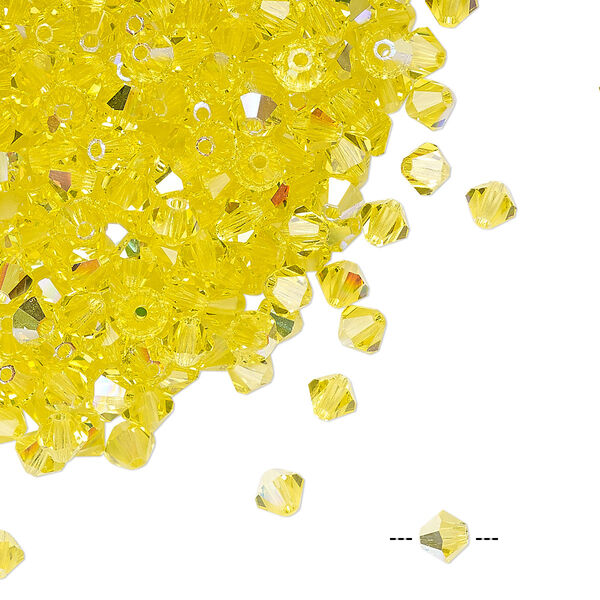 Bead 144pk citrine AB, Preciosa Czech crystal 4mm bicone image number 0