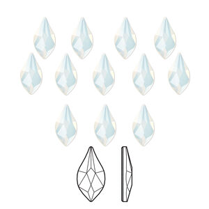 Flat back 48pk white opal foil back, Crystal Passions® 7.5x4mm flame 2205